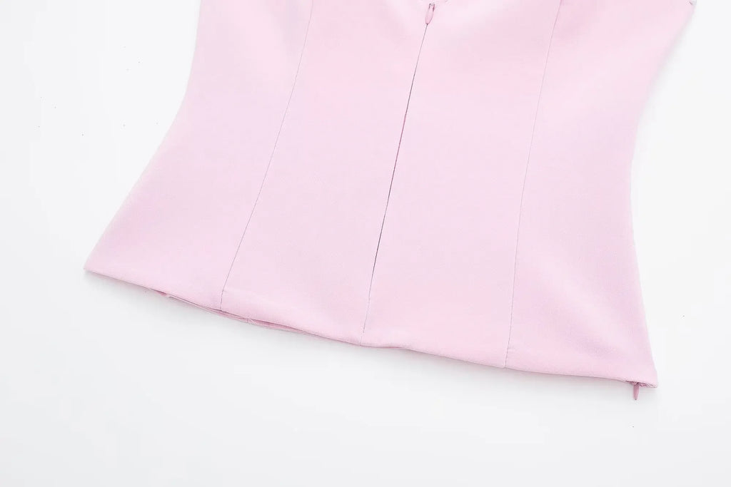 V-Neck Sleeveless Zipper Top