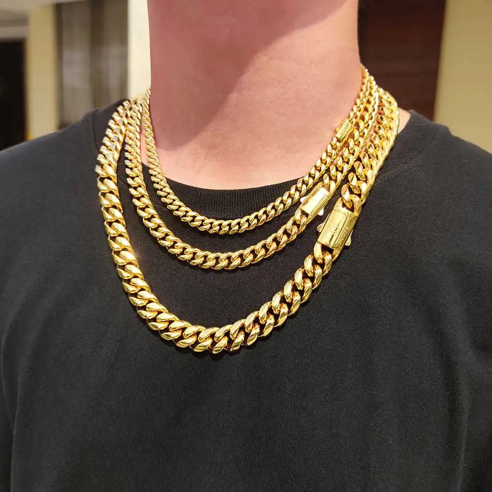 Stainless Steel Gold Color Cuban Chain