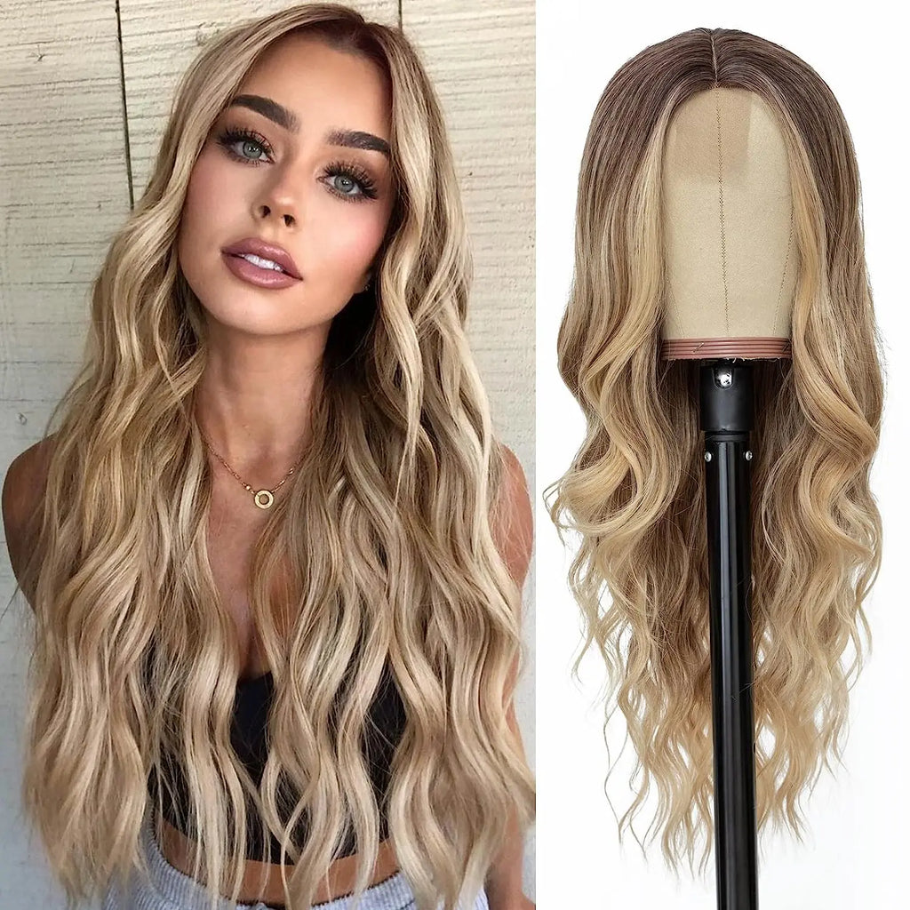 Long Lace Ombre Blonde Wavy Wig