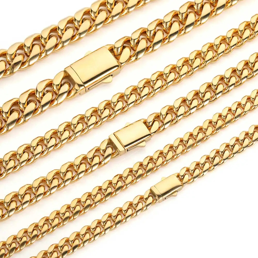 Stainless Steel Gold Color Cuban Chain
