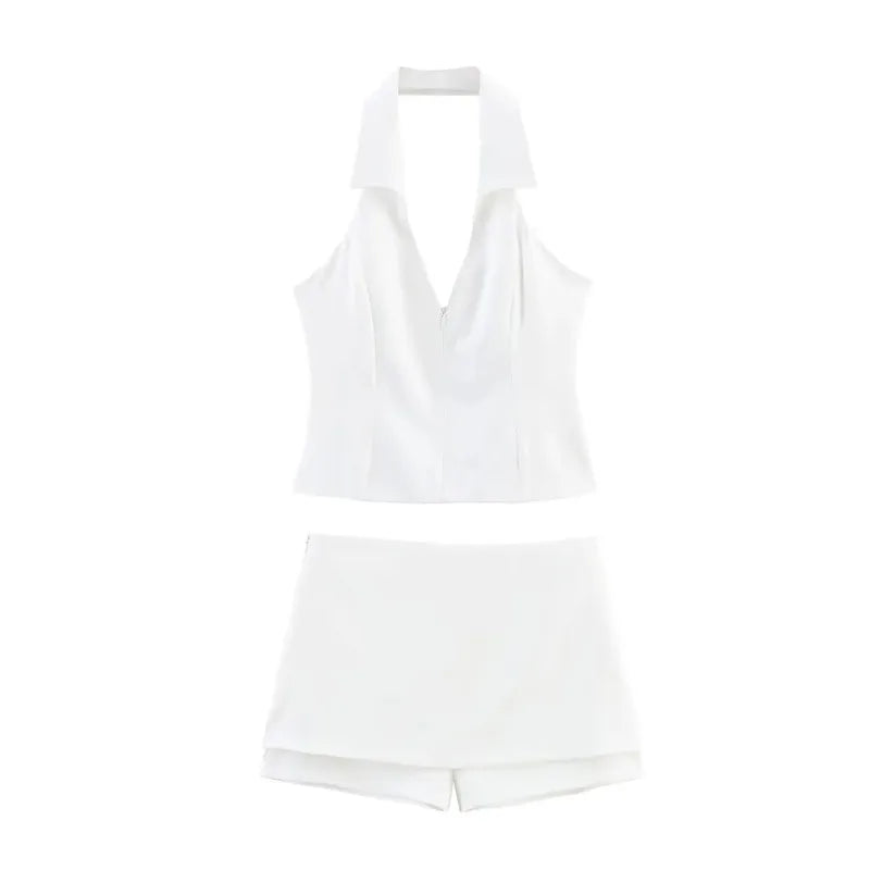 V-Neck Sleeveless Zipper Top