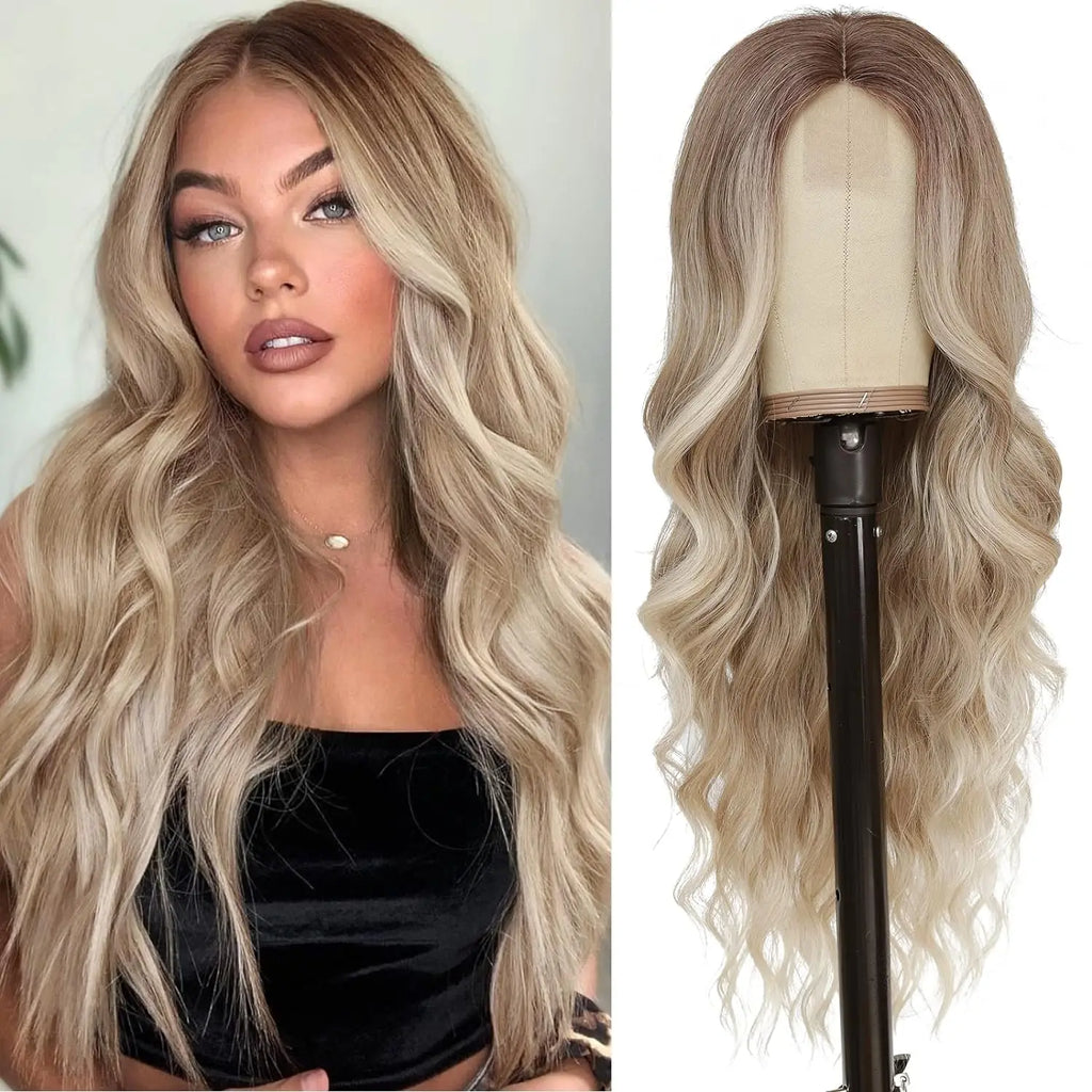 Long Lace Ombre Blonde Wavy Wig