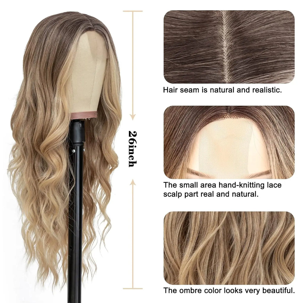 Long Lace Ombre Blonde Wavy Wig