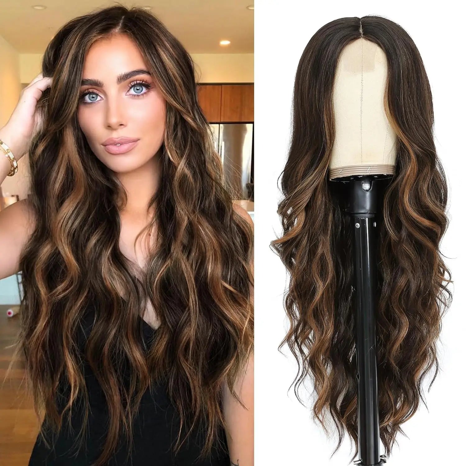 Long Lace Ombre Blonde Wavy Wig