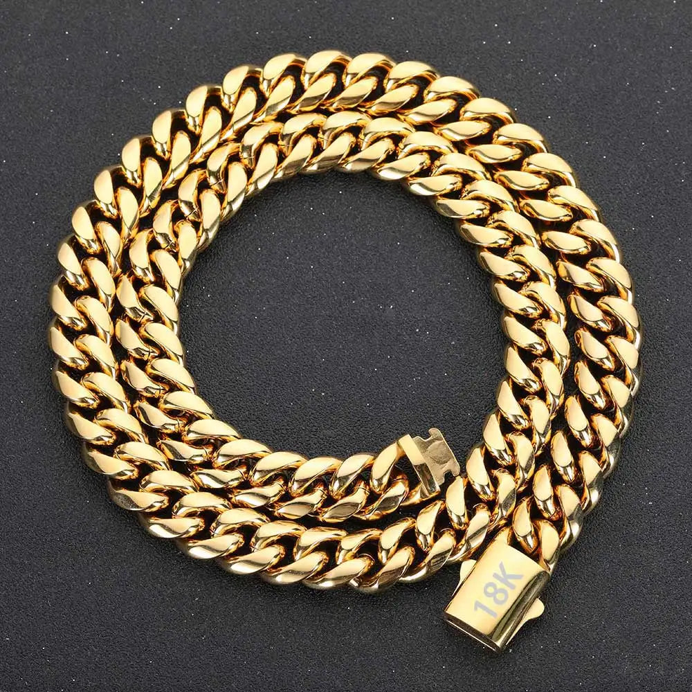 Stainless Steel Gold Color Cuban Chain