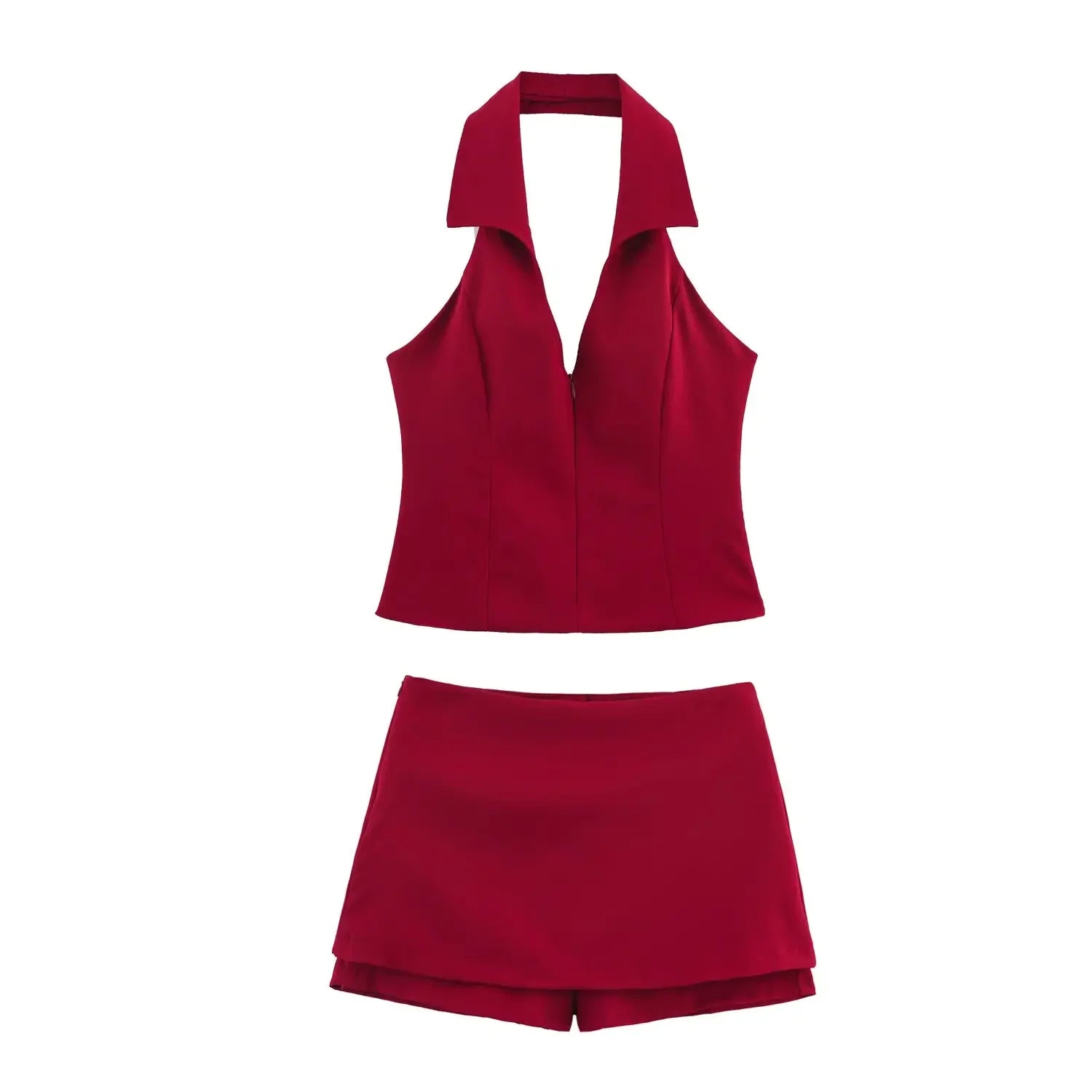 V-Neck Sleeveless Zipper Top