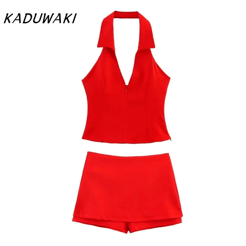 V-Neck Sleeveless Zipper Top