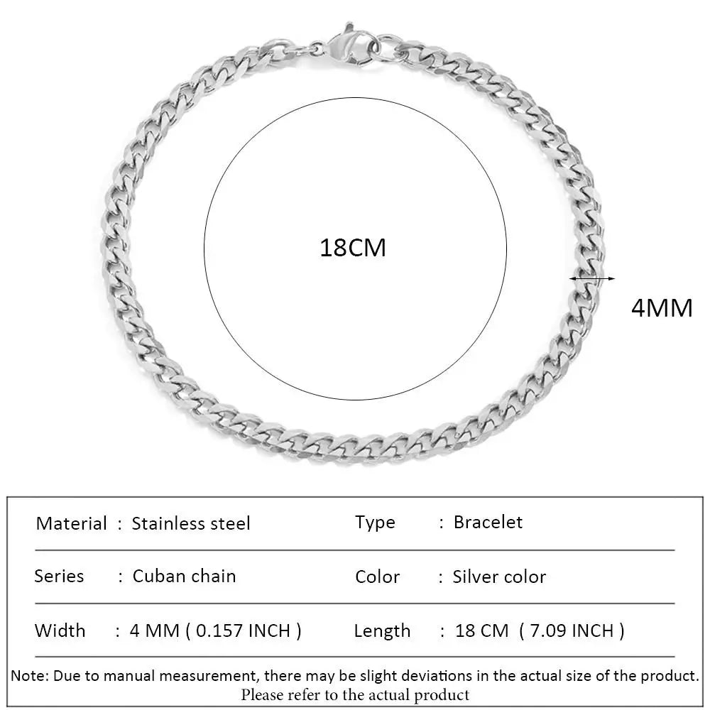 Stainless Steel Cuban Chain Bracelet