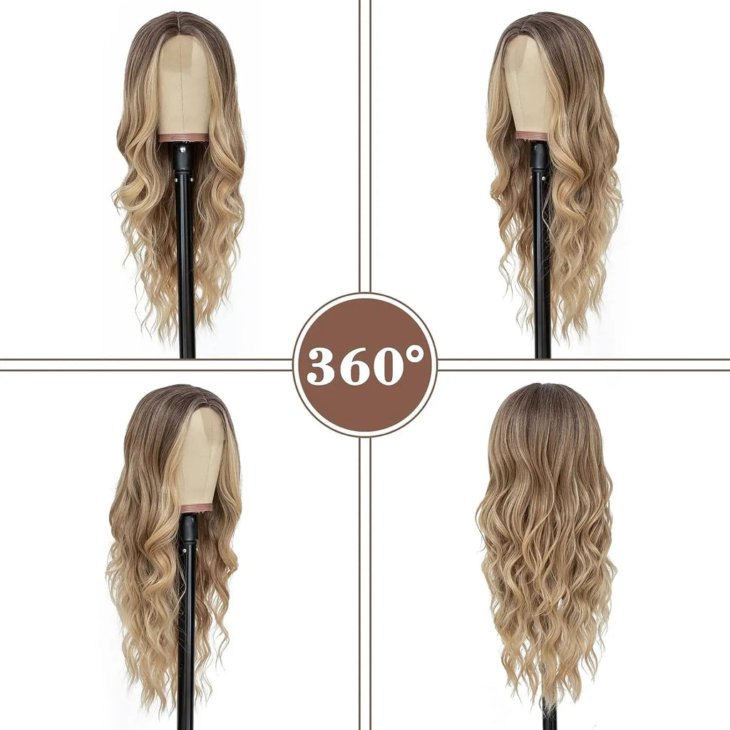Long Lace Ombre Blonde Wavy Wig