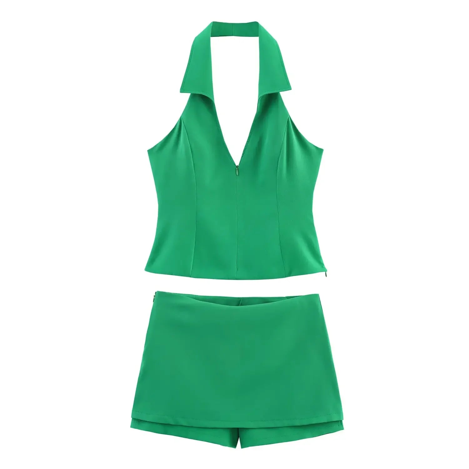 V-Neck Sleeveless Zipper Top